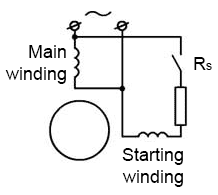 Wiring diagram of a resistance start motor Wiring diagram of a single-phase motor with starting resistance