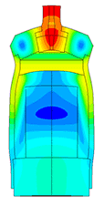 Displacements of the piezoelectric transducer at the second frequency